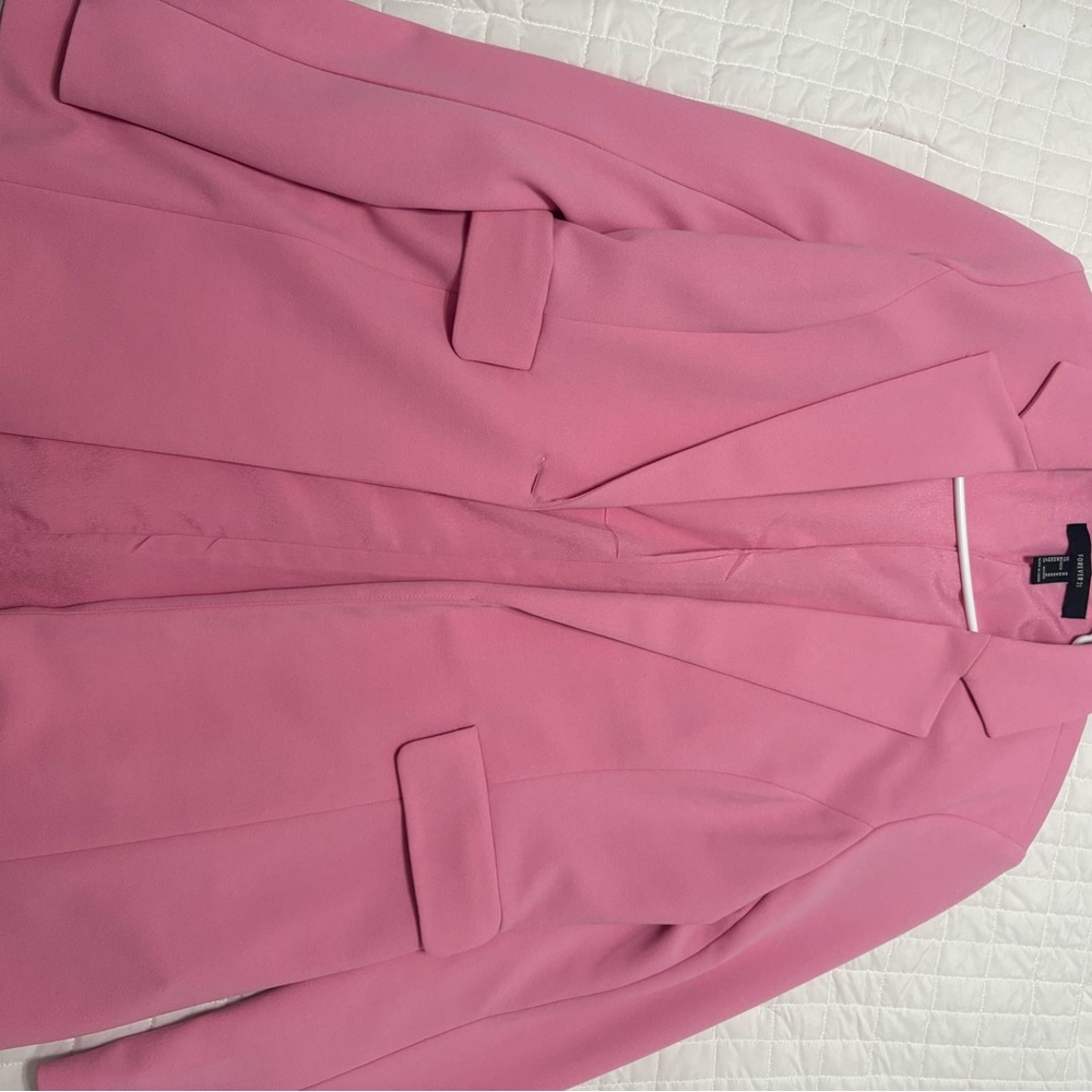 Forever 21 Pink Blazer and High-Waist Button Shorts Set - Picture 2 of 4
